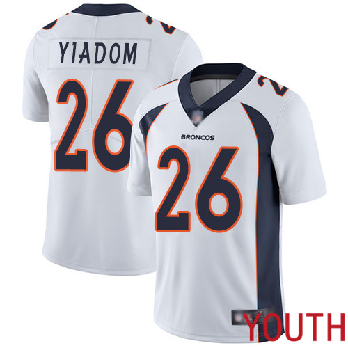 Youth Denver Broncos #26 Isaac Yiadom White Vapor Untouchable Limited Player Football NFL Jersey